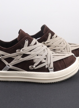 Rick RO鞋绑带灰色棕色磨砂皮休闲鞋暗黑先锋设计师T台走秀款男女