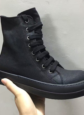 Rick RO鞋高帮黑色蜡面整体鞋头副线新款暗黑高街风格男女款潮鞋