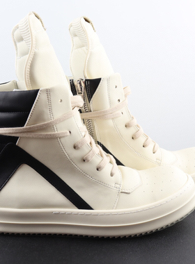 Rick RO倒三角前白后黑主线长拉链高帮鞋情侣短靴厚底鞋街头潮鞋