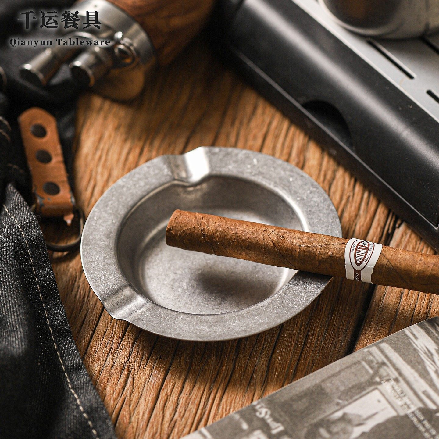 美式复古不锈钢雪茄烟灰缸创意潮流户外个性烟缸酒吧餐厅定制logo