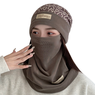 围脖女冬季保暖骑行开车运动防风面罩防寒加绒加厚套头帽子套装男