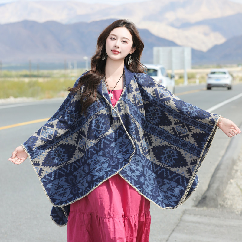 单以纯同款】江南民族风披肩女图片