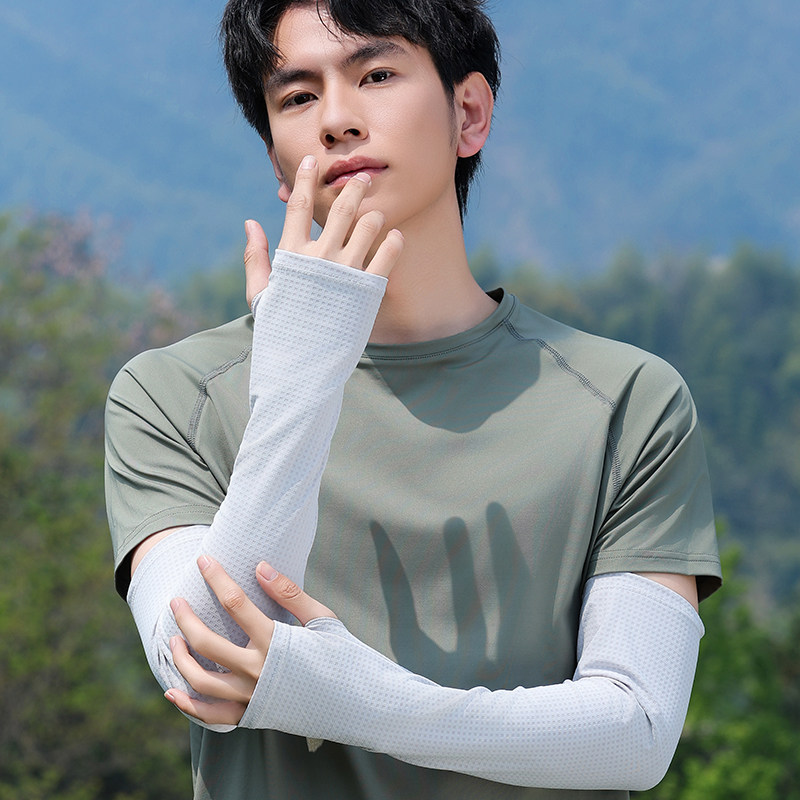 冰丝防晒袖套男款夏天钓鱼登山户外骑行开车手袖夏季男士防晒面罩