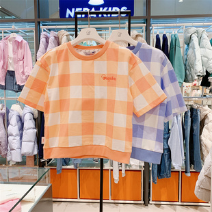 KIDS韩国童装 专柜代购 2024春款 T恤5311 NEPA 儿童格子洋气时尚 短袖