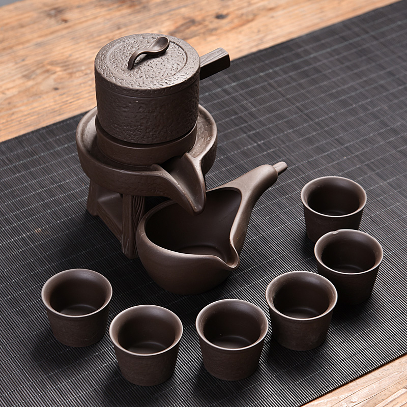 復古石磨全半自動功夫茶具套裝 家用紫砂陶瓷懶人泡茶器時來運轉
