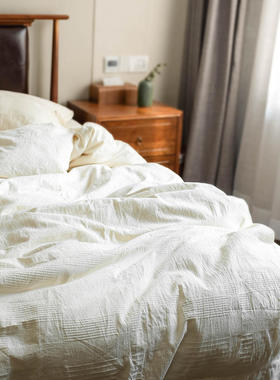 日式原棉A类不染四件套柔软感本白民宿冷淡风被套枕套床单/床笠款