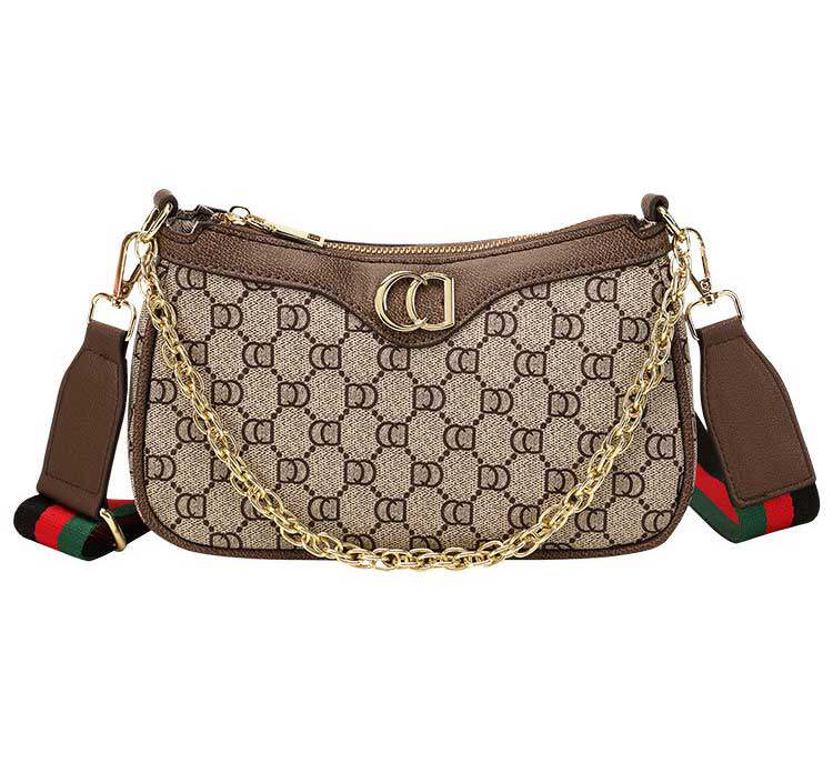 2023新款腋下包单肩斜挎包包时尚真皮配PVC女包百搭款复古个性包