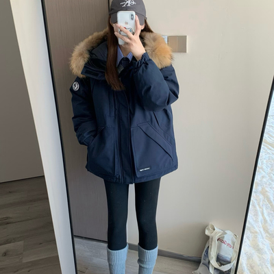 羽绒服冲锋衣女冬工装中长款加厚保暖羽绒服外套派克服