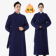 亚麻保暖道服练功服斜襟太极服装 武当道袍秋冬加绒道士服套装 春季