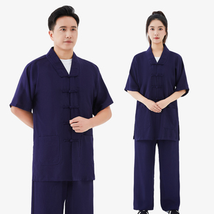 武当三宝领道士服装男夏季正一道服女居士服亚麻太极服女道装道衣