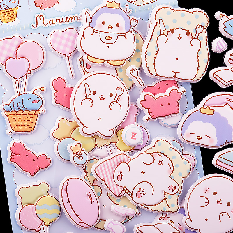 三丽鸥正版儿童贴纸毛毯熊气球装饰公主女孩动物贴画卡通泡泡贴