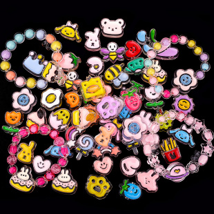 卡通大吊坠带孔串珠手工diy材料编绳水晶彩色亚克力儿童手链项链