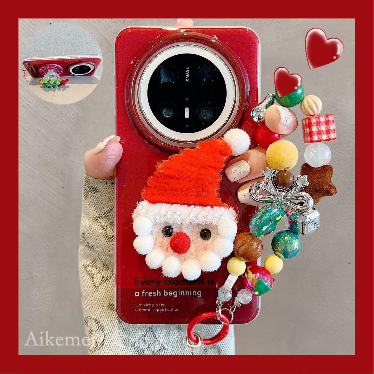 适用华为mate70pro+手机壳撞色拼接磁吸圈Mate60pro毛绒圣诞树老人磁吸支架mate70链条挂绳pura80pro防摔女款