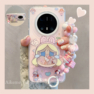 适用华为mate70pro 手机壳软萌卡通兔耳哭泣女孩Mate60pro摇摇乐磁吸支架mate7060链条挂绳pura80pro防摔女款