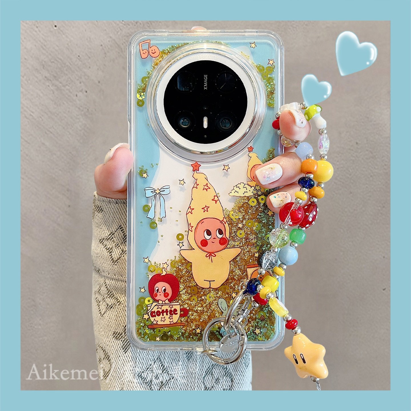 适用华为mate70pro+手机壳透明流沙闪粉mate60pro+童趣围边mate50pro可爱卡通人mate40pro链条挂绳防摔男女款,3C数码配件,手机保护套/壳,淘宝优惠券,粉丝福利购,淘宝优惠卷