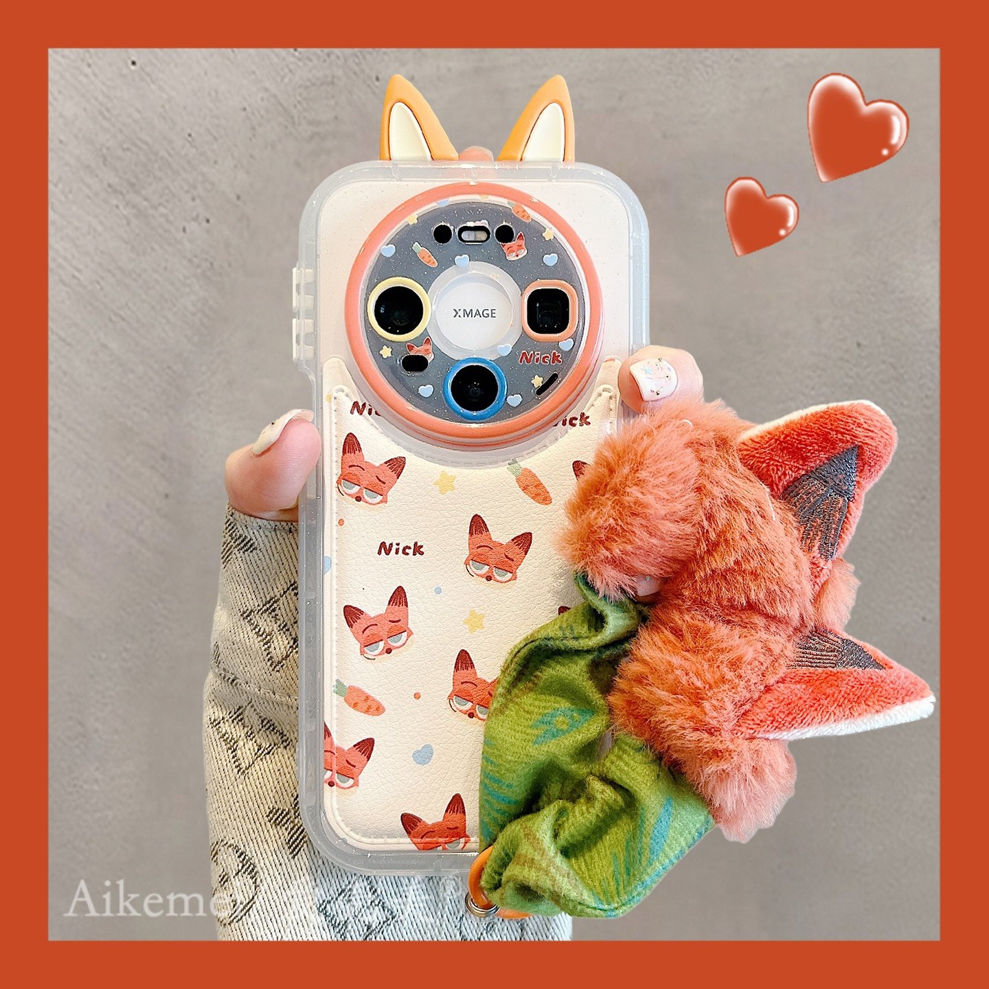 适用华为mate80promax手机壳可爱卡通狐狸兔子头像Mate70pro可爱立体耳朵发圈mt70气垫皮纹pura80pro防摔女款