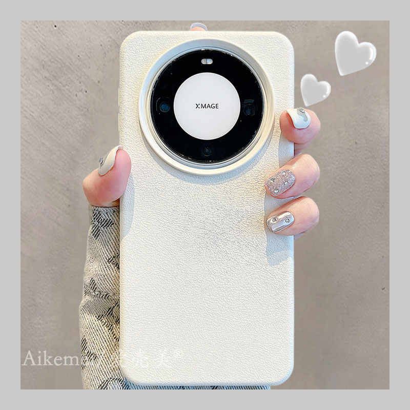 适用华为mate60pro+皮质手机壳女