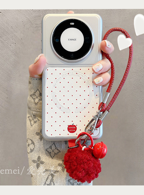 适用华为mate80promax手机壳mate70air新年款红色波点苹果mate70pro荔枝纹磁吸荣耀magic8pro手绳防摔男女款