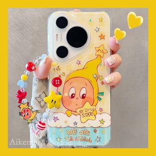 适用华为pura80pro 双层mate70pro防摔女 手机壳软萌可爱撞色条纹被窝卡通玩偶Pura70pro链条挂绳p8070pro新款