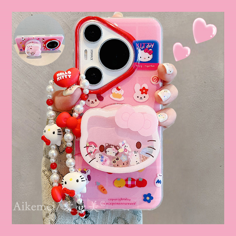 适用华为Pura70pro+手机壳粉色卡通Kitty猫摇摇乐磁吸支架pura70ultra带链条挂绳p70新款mate7060pro防摔女款,3C数码配件,手机保护套/壳,淘宝优惠券,粉丝福利购,淘宝优惠卷