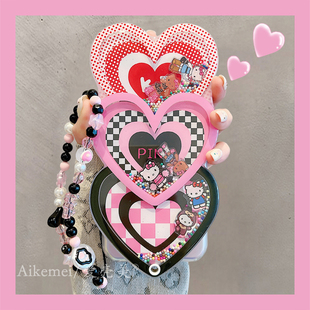 适用华为pura80pro 手机壳可爱卡通爱心凯蒂猫摇摇乐Pura70pro推拉镜面p8070Ultra斜跨挂绳mate70pro防摔女款