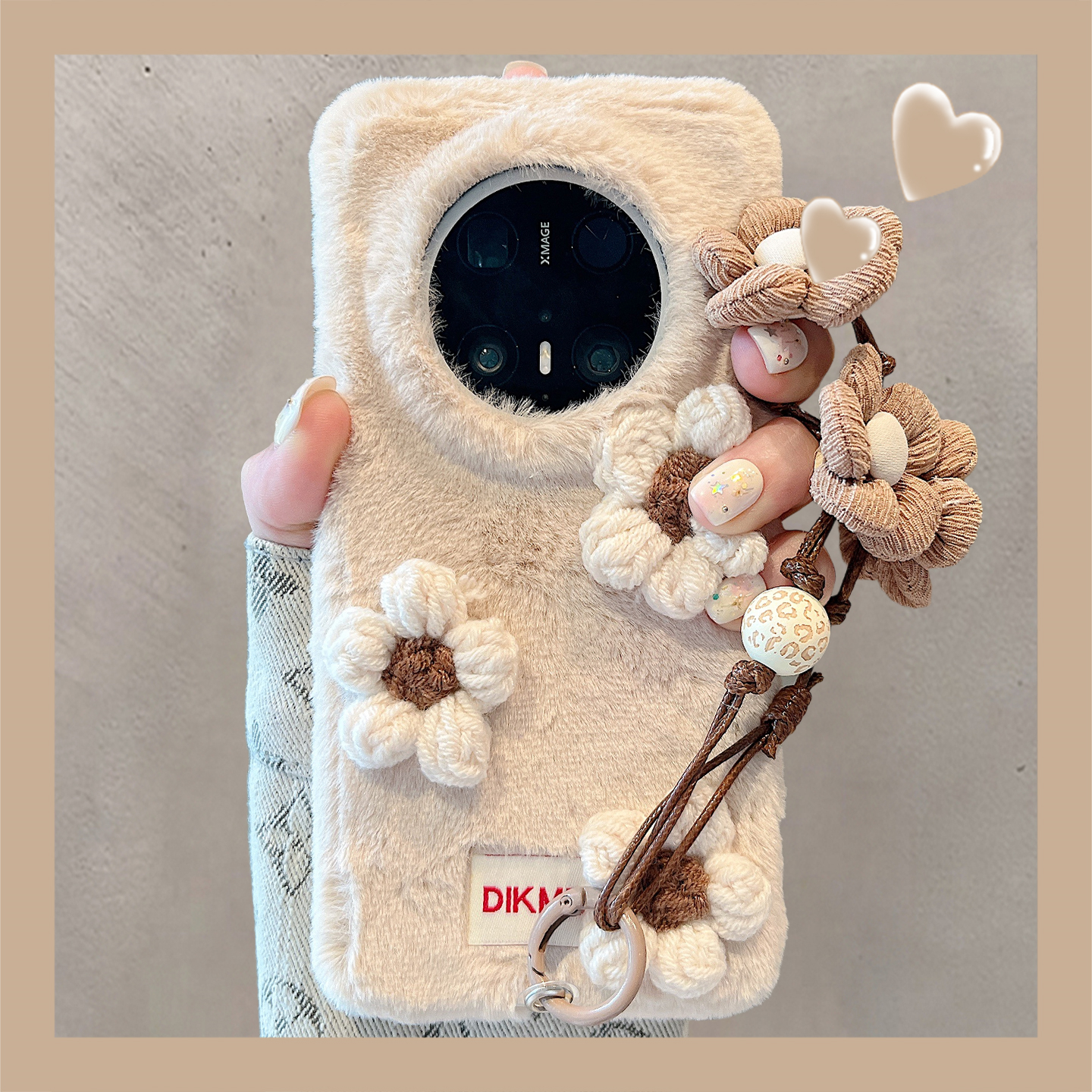 适用华为mate70pro+毛绒手机壳女