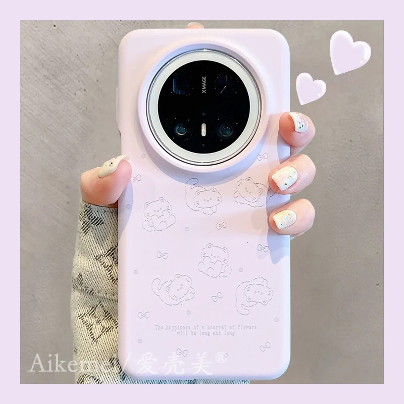 适用华为Mate90/80ProMax手机壳可爱卡通mate70pro+液态硅胶肤感mate60pro蝴蝶结猫咪mate50/40pro防摔男女款
