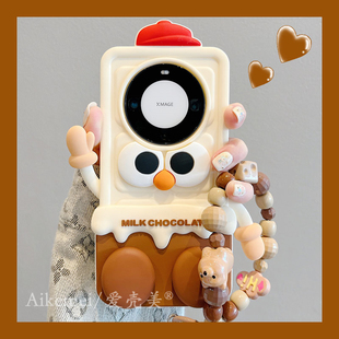 50pro支架硅胶套nova11 90立体趣味卡通牛奶巧克力mate40 109女8070x50 手机壳p60荣耀100 适用华为mate60pro