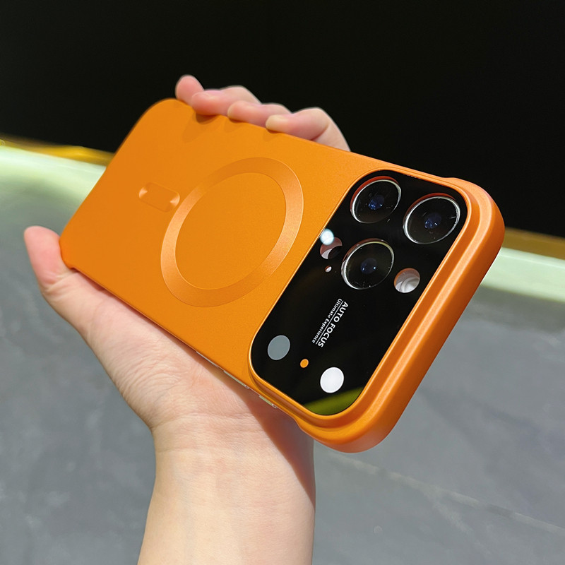适用于iphone17手机壳磁吸超薄半包苹果17promax保护套新款女生磨砂16pro外壳带镜头保护15橙色13散热男士14