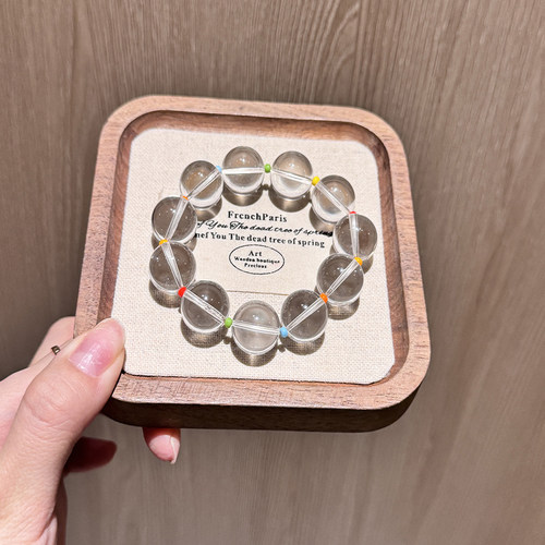 原创「彩虹糖」巴西料双A天然白水晶手串手饰情侣礼物
