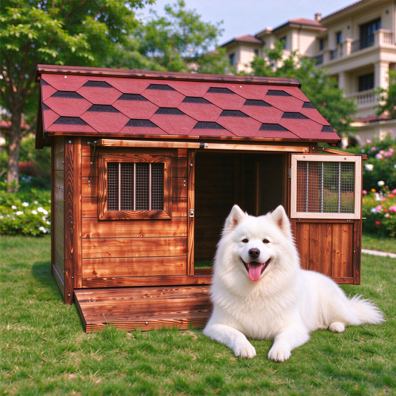 户外实木质拉布拉多狗窝防水小中大型犬狗笼金毛狗屋泰迪狗房包邮