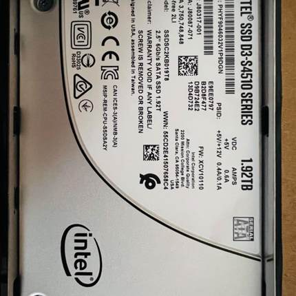 英特尔s4510 1.92t sata  ssd 企业级固态硬盘