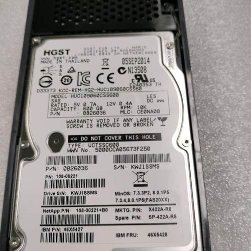 NetApp X422A-R5 46X5428 46X5427 600G 2.5 SAS DS2246 储存硬盘