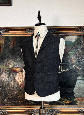 经典人字纹毛呢马甲复古修身马夹