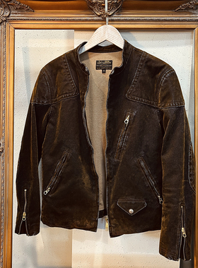 美式复古水洗做旧毒液机车夹克非真皮罕见的牛仔面料短款男士外套