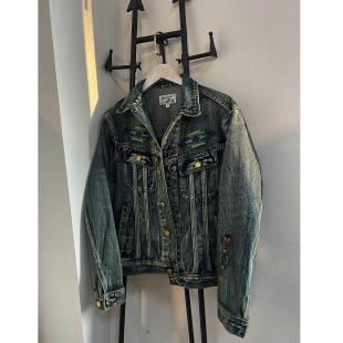 万针刺绣—RL重水洗做旧雷鸟牛仔短款风暴骑士