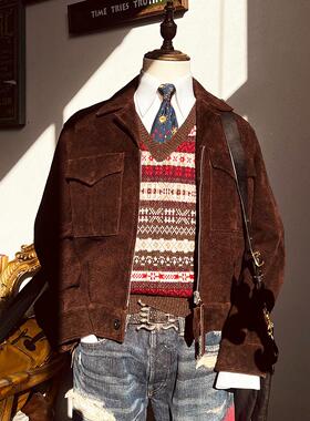 停产清仓——无涂反绒牛皮军事风艾克夹克