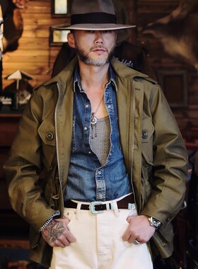 70年代加拿大陆军作战风衣MKll378克重磅防撕裂丛林布中长款外套