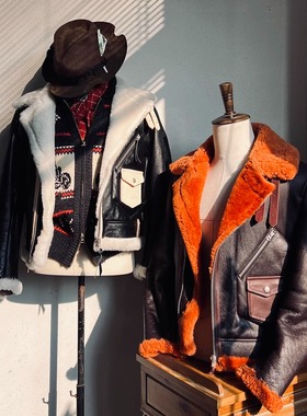 D3翻领斜拉皮毛一体