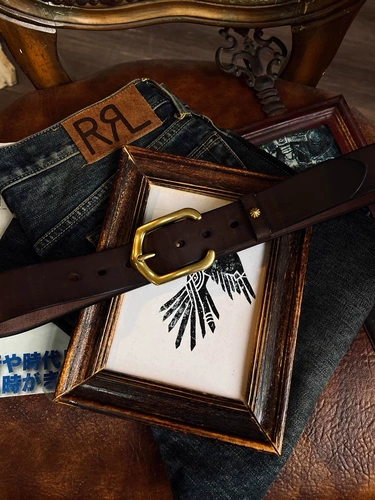 Ретро кожаный латунный ремень ручной работы, в американском стиле, из натуральной кожи