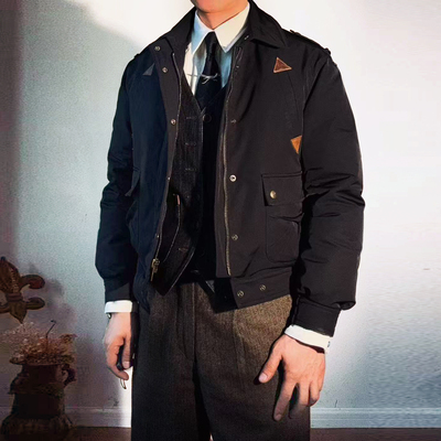 英式飞行夹克短款廓形尼龙面料轻薄款羽绒服保暖外套