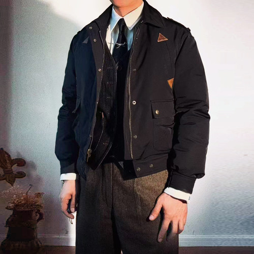 英式飞行夹克短款廓形尼龙面料轻薄款羽绒服保暖外套