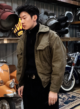 美式复古军事风3M新雪丽棉坦克服水洗石磨做旧鱼骨纹加厚保暖外套