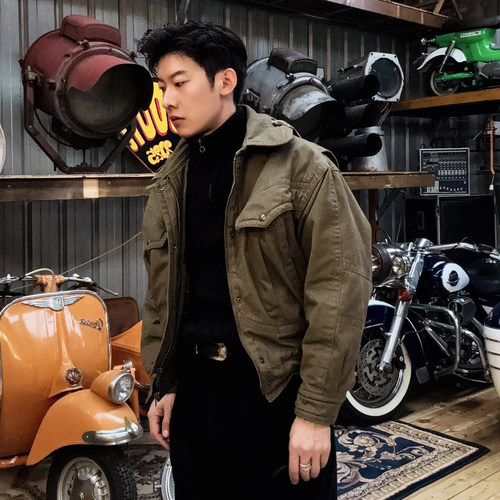 美式复古军事风3M新雪丽棉坦克服水洗石磨做旧鱼骨纹加厚保暖外套