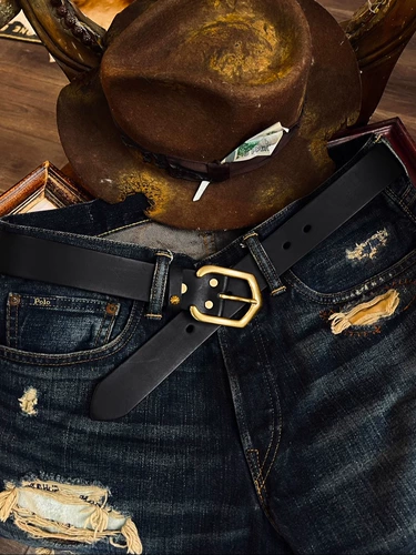 Ретро кожаный латунный ремень ручной работы, в американском стиле, из натуральной кожи