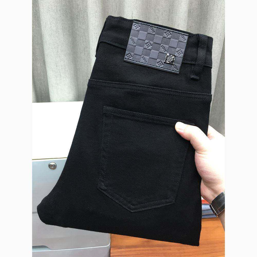欧洲站潮牌黑色宽松直筒牛仔裤男夏季薄款高端商务大码纯黑长裤子