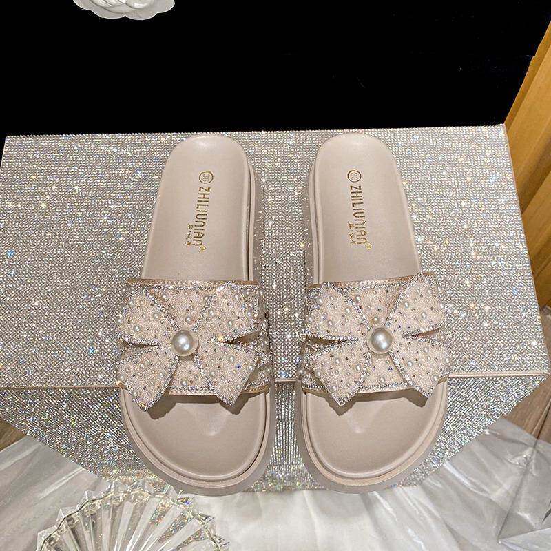 厚底一字拖鞋女2025年夏季新款外穿松糕软底配裙子中跟仙女风凉拖