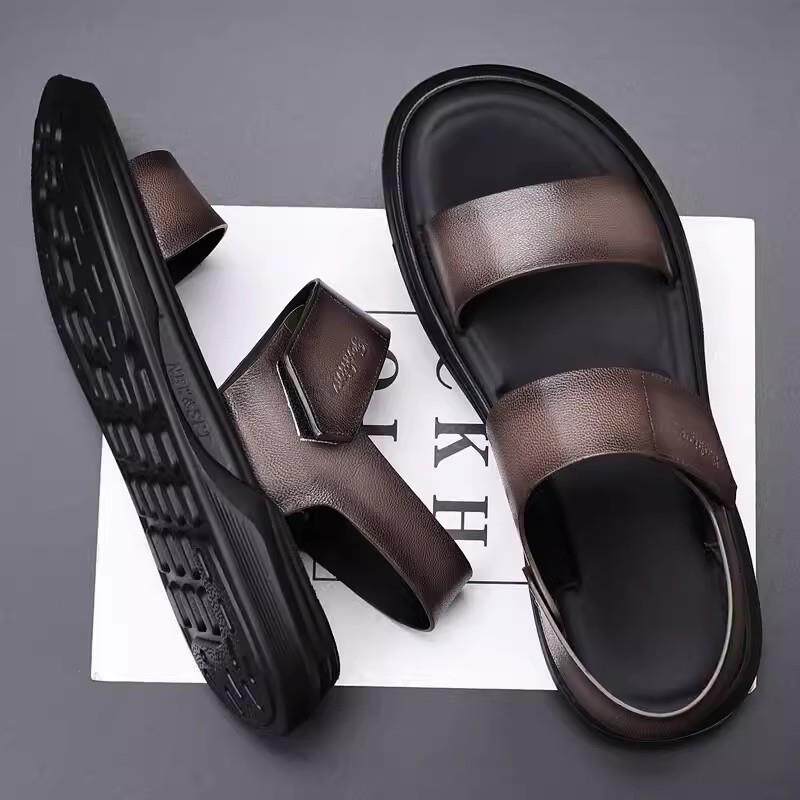 潮牌真皮凉鞋男2025夏季新款舒适开车鞋时尚防滑软底羊皮沙滩鞋男