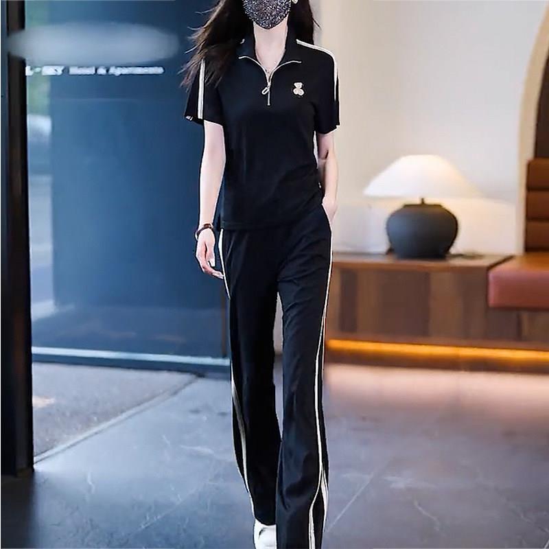 欧洲站休闲运动套装女2026年新款夏季薄款时尚炸街短袖两件套大码