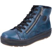 代购 rieker女士短靴透气软底轻便防滑蓝色黑色鞋 带侧拉链圆头